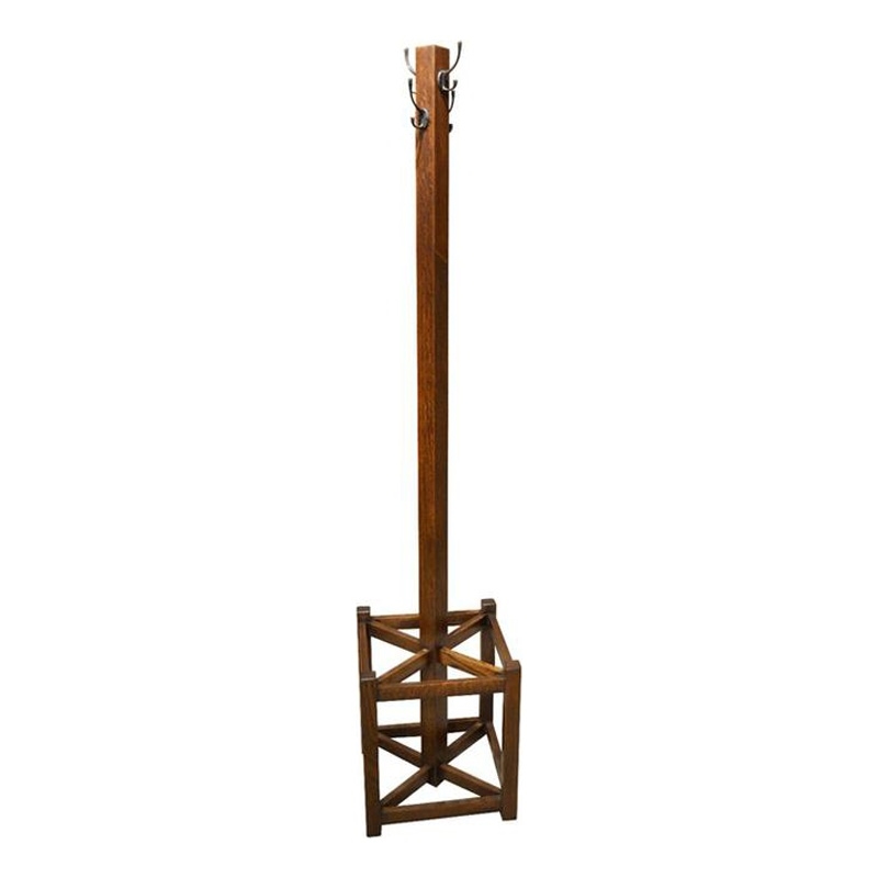Crafters and Weavers Mission Coat Rack with Umbrella Stand in Walnut
