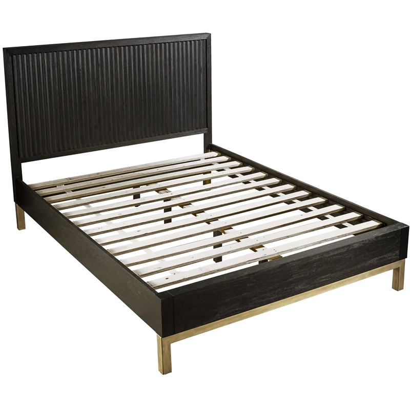 Crafters and Weavers Genovese Modern Platform King Bed in Black and Gold