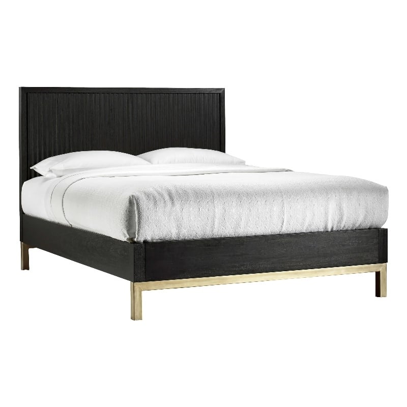 Crafters and Weavers Genovese Modern Platform King Bed in Black and Gold