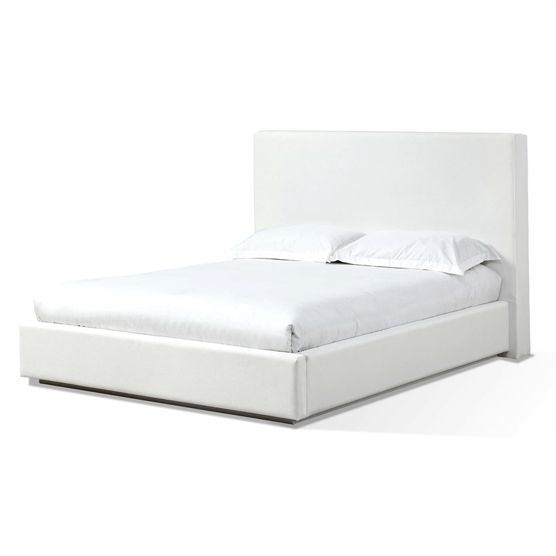 Crafters and Weavers Seabourne Modern Platform Queen Bed Frame in Pearl/White