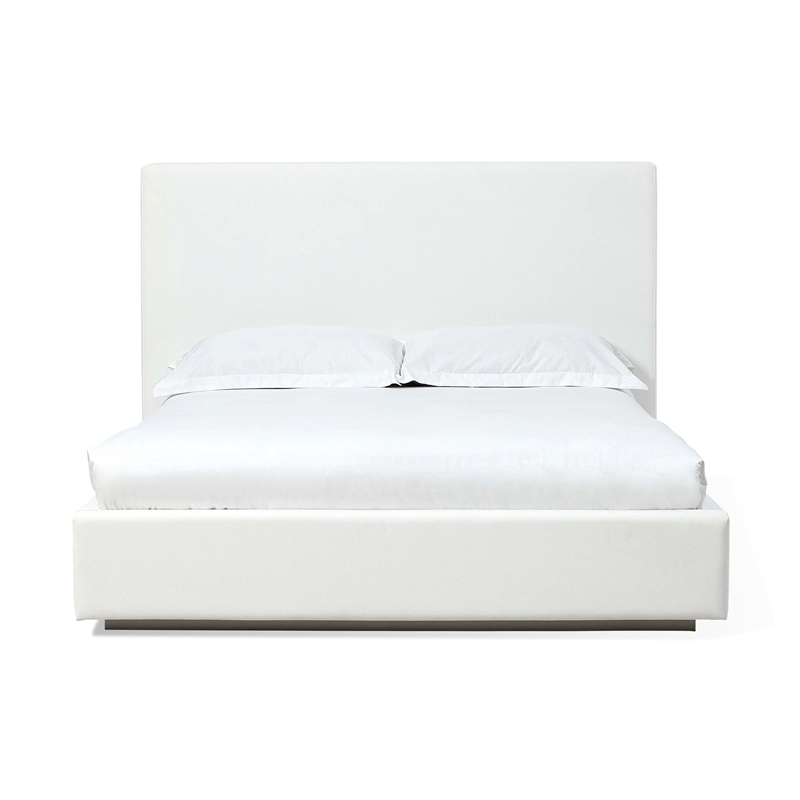 Crafters and Weavers Seabourne Modern Platform Queen Bed Frame in Pearl/White