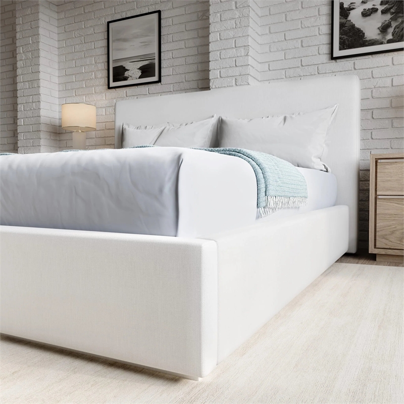 Crafters and Weavers Seabourne Modern Platform King Bed Frame in Pearl/White