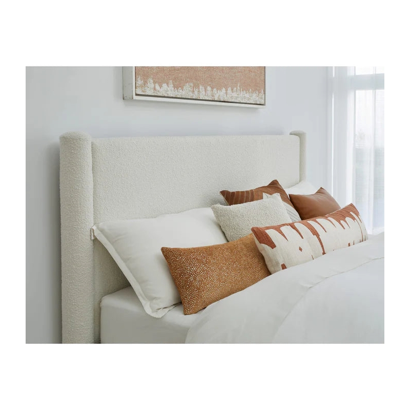Crafters and Weavers Milan Upholstered Platform King Bed - Cottage Cheese Boucle