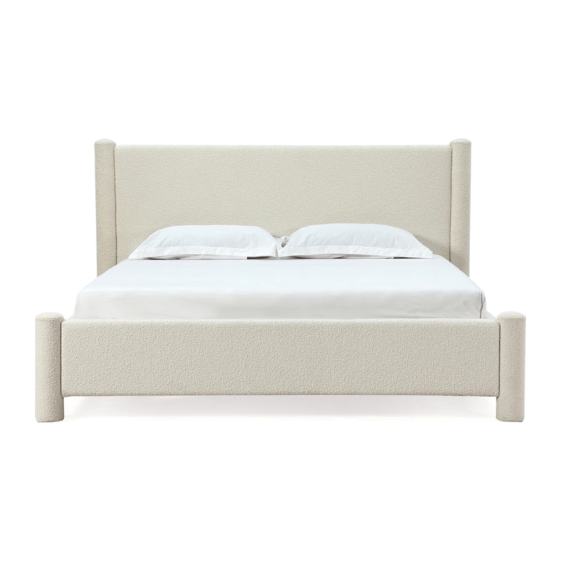 Crafters and Weavers Milan Upholstered Platform King Bed - Cottage Cheese Boucle