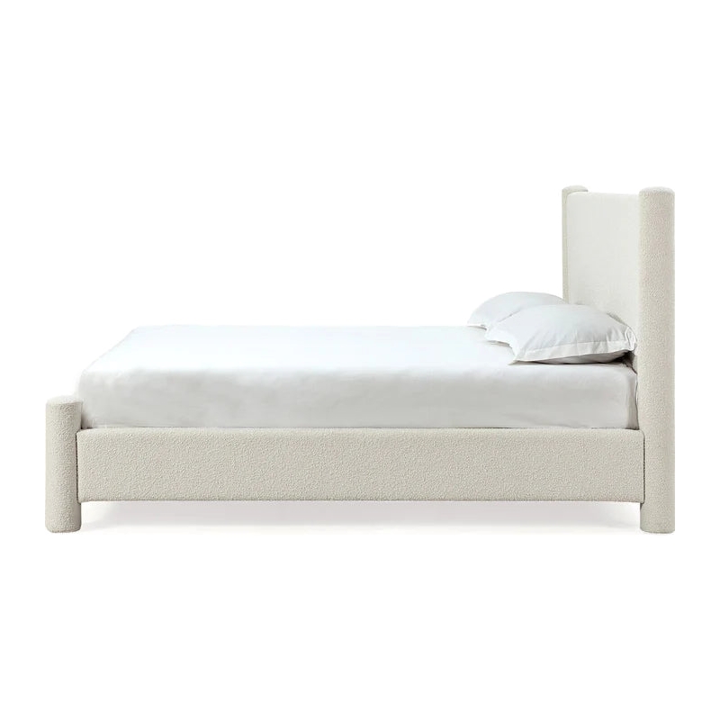 Crafters and Weavers Milan Upholstered Platform King Bed - Cottage Cheese Boucle