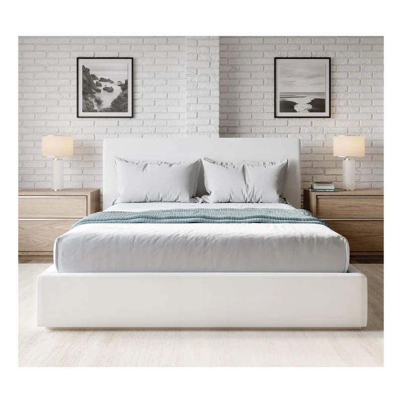 Crafters and Weavers Seabourne Platform King Bedroom set in Bisque/White