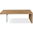 Crafters and Weavers Seabourne Live-Edge Oak & Glass Coffee Table - Bisque/Brown