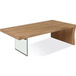 Crafters and Weavers Seabourne Live-Edge Oak & Glass Coffee Table - Bisque/Brown