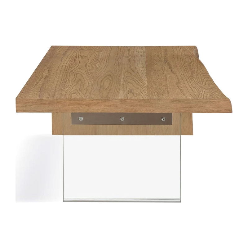 Crafters and Weavers Seabourne Live-Edge Oak & Glass Coffee Table - Bisque/Brown