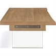 Crafters and Weavers Seabourne Live-Edge Oak & Glass Coffee Table - Bisque/Brown