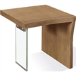 Crafters and Weavers Seabourne Live-Edge Oak & Glass End Table - Bisque/Brown
