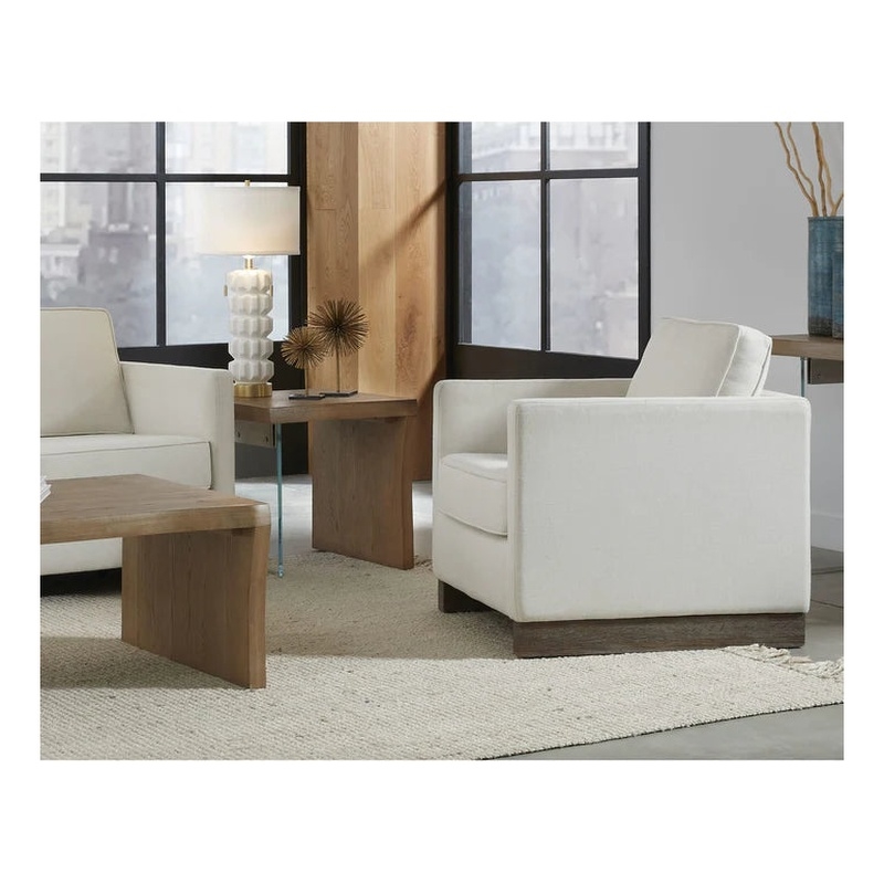 Crafters and Weavers Seabourne Live-Edge Oak & Glass End Table - Bisque/Brown