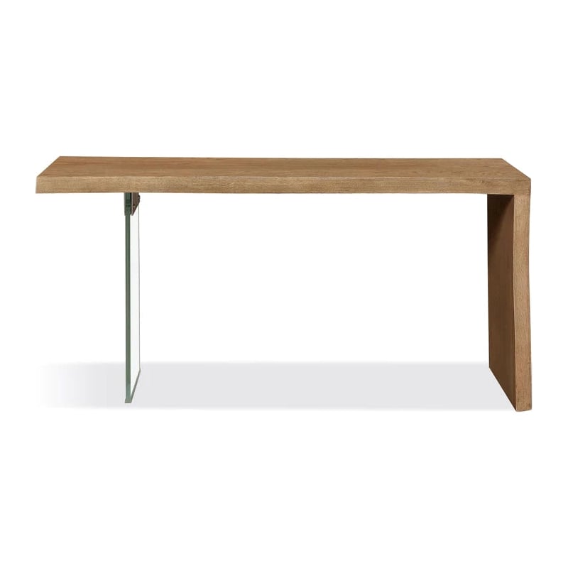 Crafters and Weavers Seaboune Live-Edge Oak & Glass Console Table - Bisque/Brown