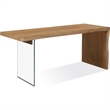 Crafters and Weavers Seaboune Live-Edge Oak & Glass Console Table - Bisque/Brown