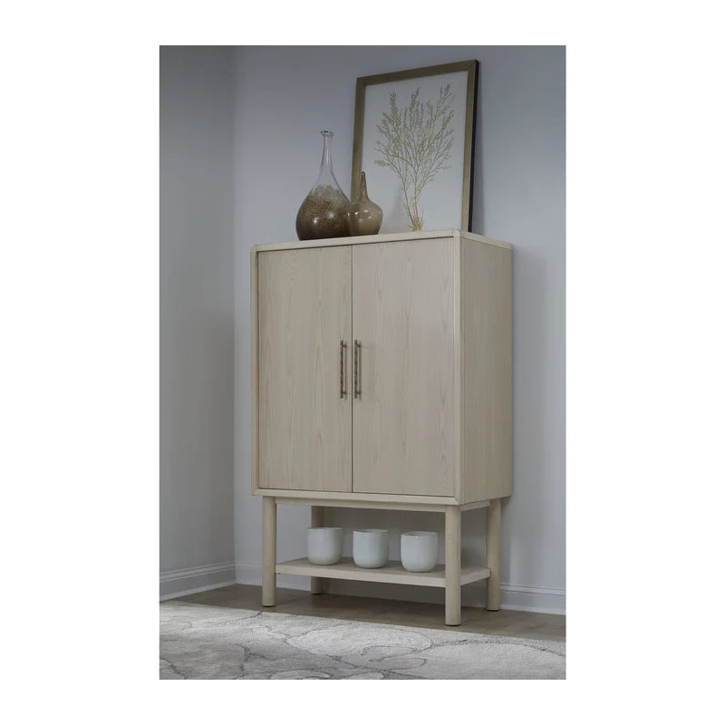 Crafters and Weavers Vincrest Ash Wood Bar Cabinet in White
