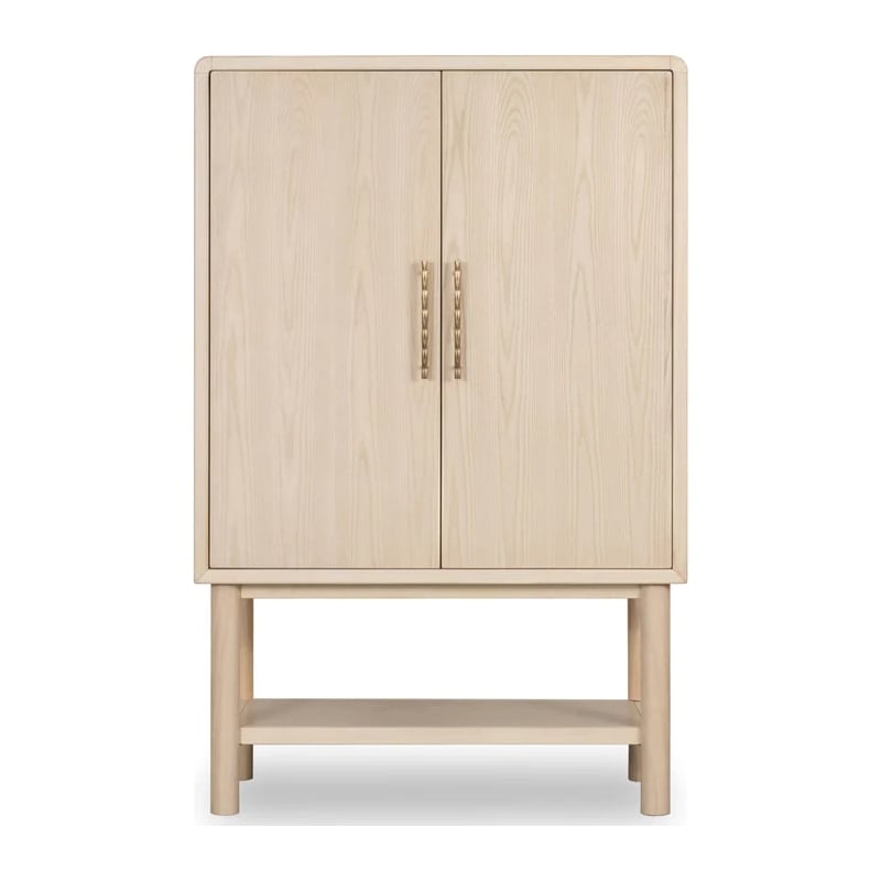 Crafters and Weavers Vincrest Ash Wood Bar Cabinet in White