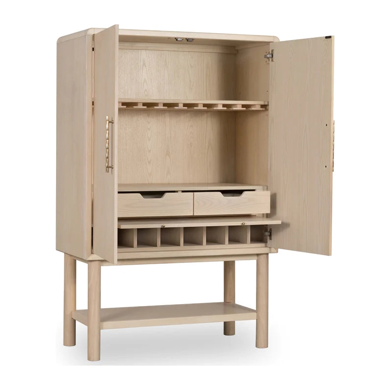 Crafters and Weavers Vincrest Ash Wood Bar Cabinet in White