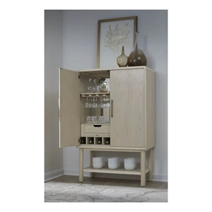 Crafters and Weavers Vincrest Ash Wood Bar Cabinet in White