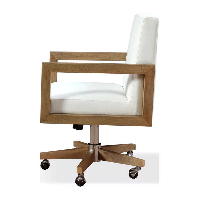 Crafters and Weavers Seabourne Solid Wood Frame Home Offic Chair w/ White Canvas