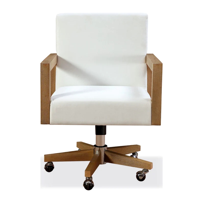 Crafters and Weavers Seabourne Solid Wood Frame Home Offic Chair w/ White Canvas