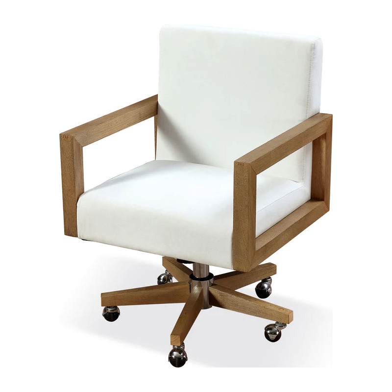 Crafters and Weavers Seabourne Solid Wood Frame Home Offic Chair w/ White Canvas