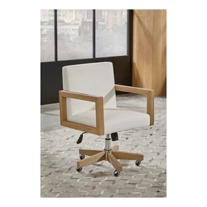 Crafters and Weavers Seabourne Solid Wood Frame Home Offic Chair w/ White Canvas