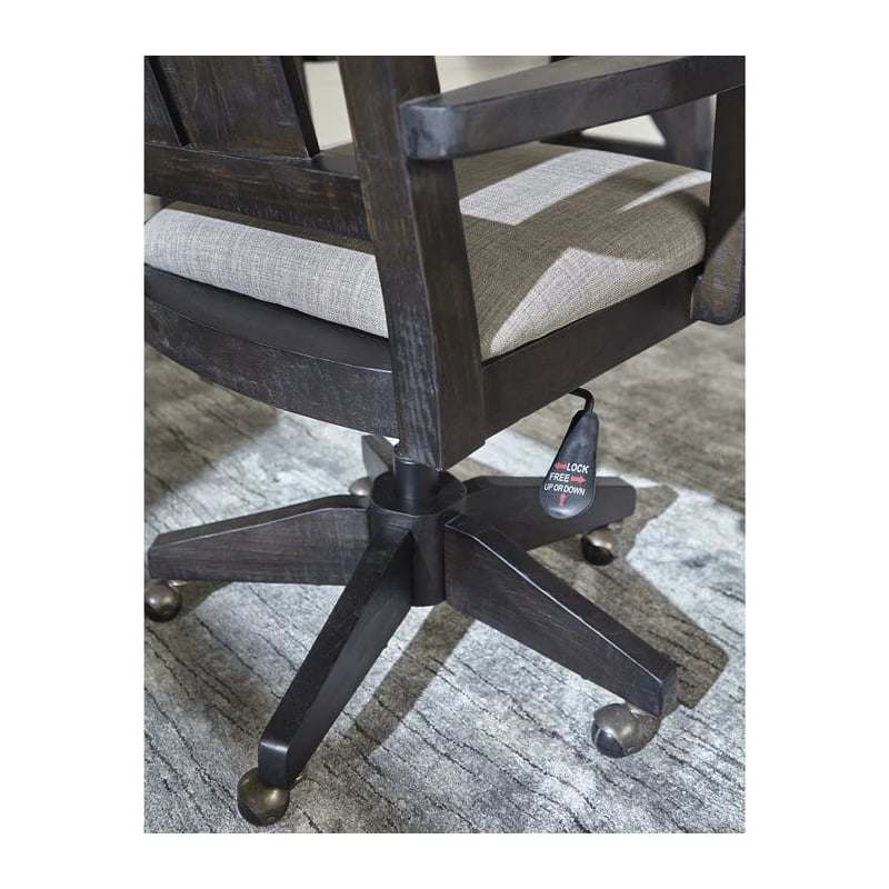 Crafters and Weavers Oak Park Solid Wood Office Arm Chair on Wheels in Black