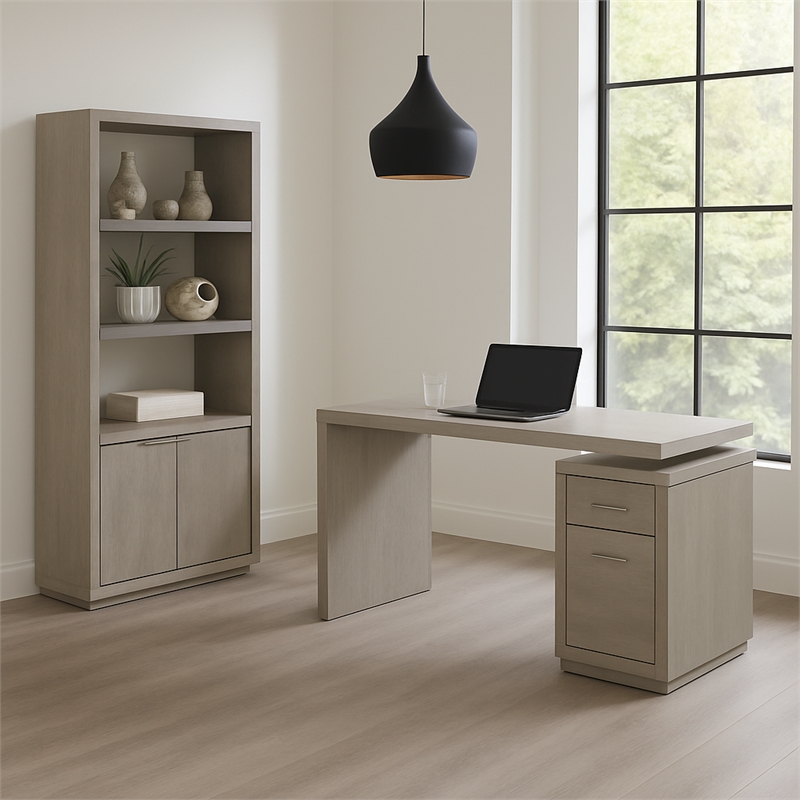 Crafters and Weavers Solstice Modern 3-drawer Desk in White
