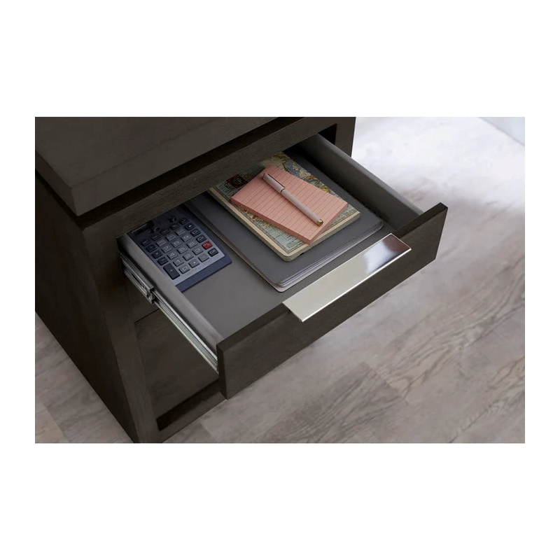 Crafters and Weavers Oxford Single Pedestal Desk in Basalt in Grey