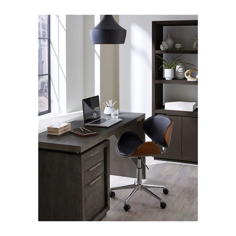 Crafters and Weavers Oxford Single Pedestal Desk in Basalt in Grey