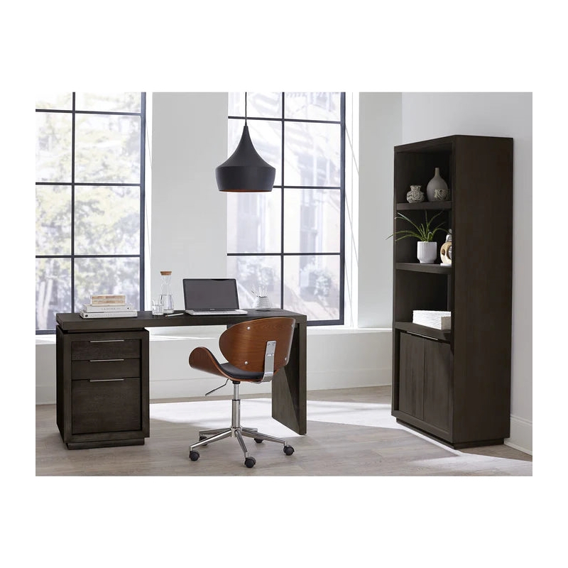 Crafters and Weavers Oxford Single Pedestal Desk in Basalt in Grey