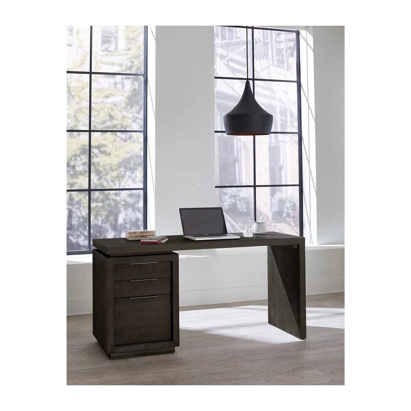Crafters and Weavers Oxford Single Pedestal Desk in Basalt in Grey