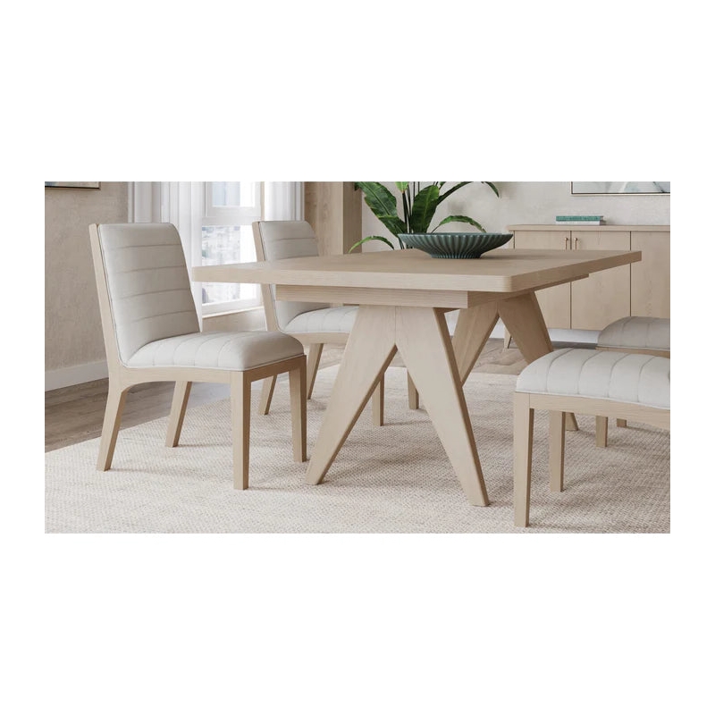 Crafters and Weavers Linwood Ash Wood Extension Dining Table Set in Brown