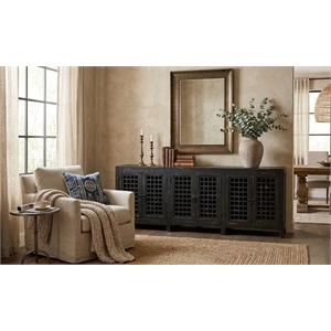 Crafters and Weavers 92&quot Asbury Solid Wood Sideboard Console in Black