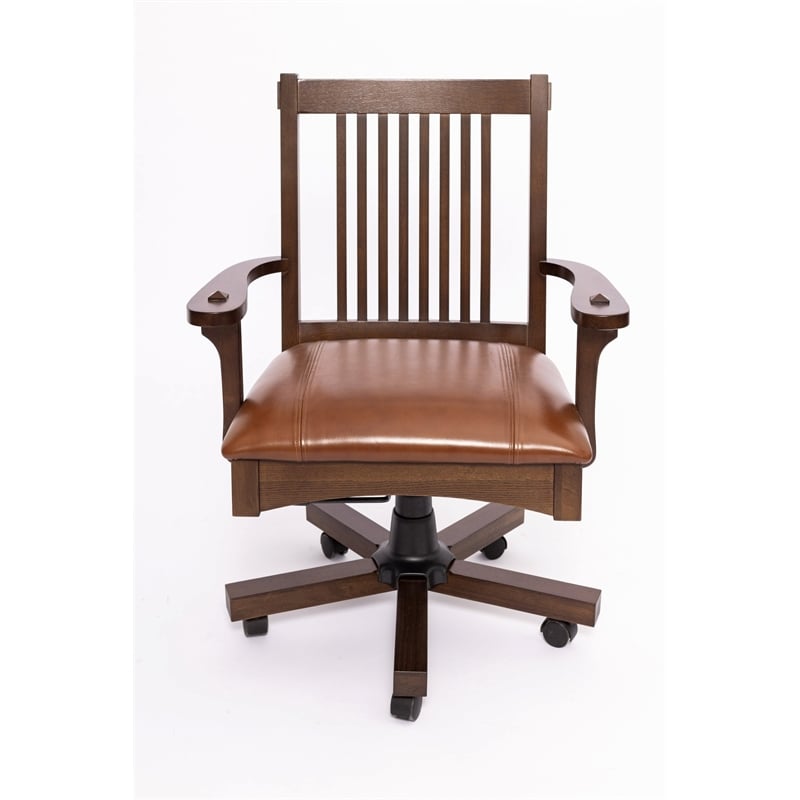 Crafters & Weavers Arts and Crafts Mission Oak Office Chair in Walnut