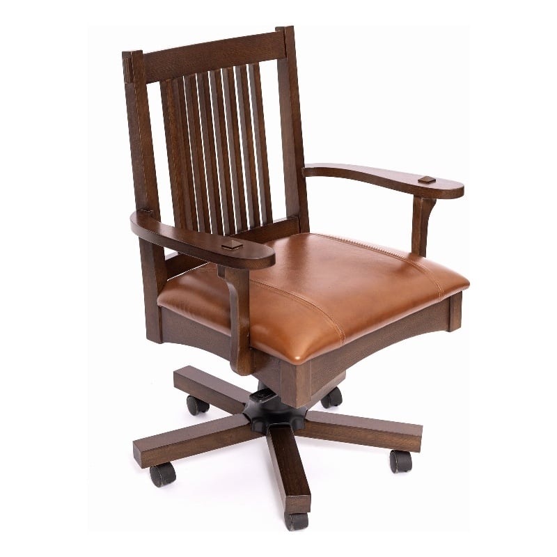Crafters & Weavers Arts and Crafts Mission Oak Office Chair in Walnut