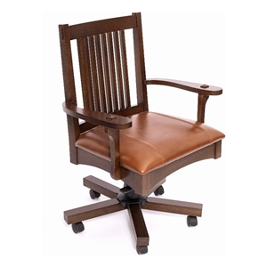 Crafters & Weavers Arts and Crafts Mission Oak Office Chair in Walnut