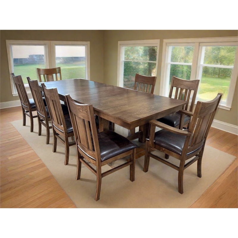 Crafters & Weavers Mission Quarter Sawn 8 Side Chairs Dining Set in Walnut