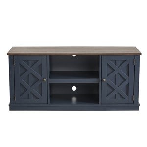 LIVILAND TV Stand for TV up to 60 in. w/ Storage Cabinet & Open Shelf -Navy Blue