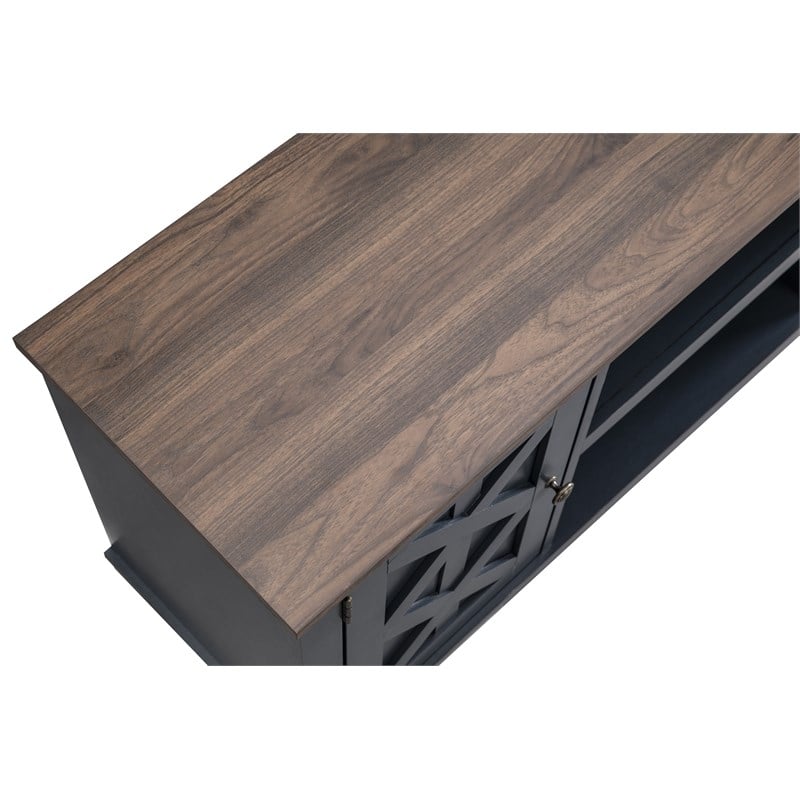 LIVILAND TV Stand for TV up to 60 in. w/ Storage Cabinet & Open Shelf -Navy Blue