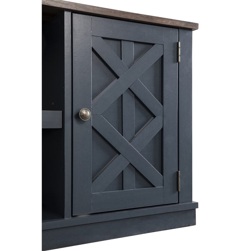 LIVILAND TV Stand for TV up to 60 in. w/ Storage Cabinet & Open Shelf -Navy Blue