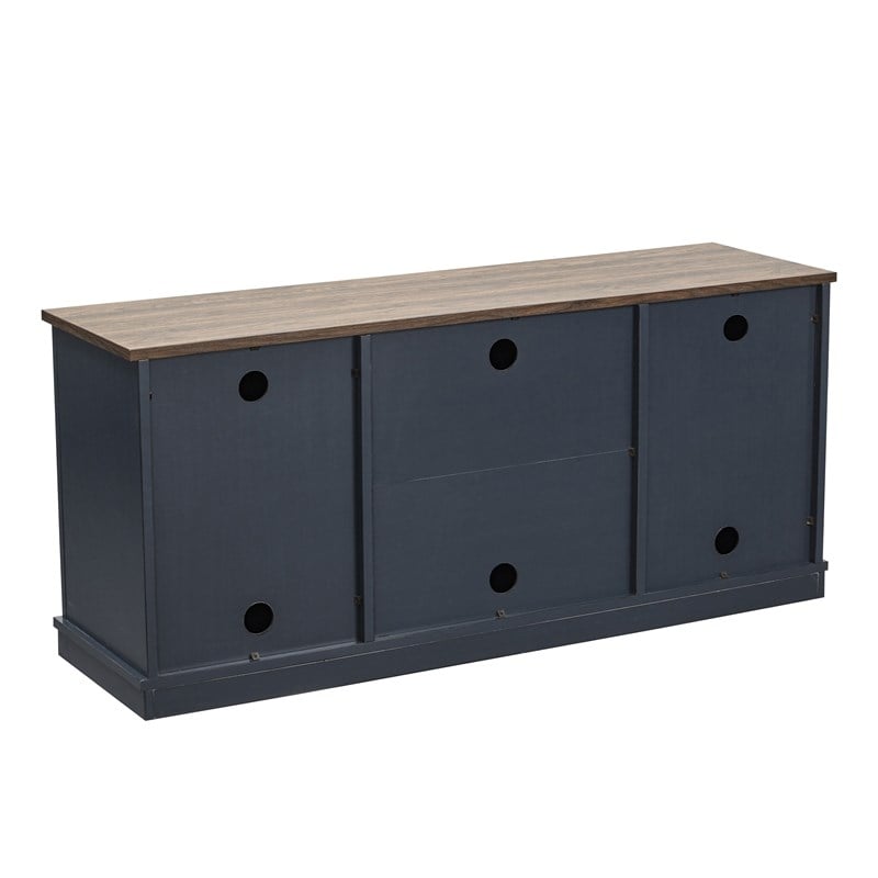 LIVILAND TV Stand for TV up to 60 in. w/ Storage Cabinet & Open Shelf -Navy Blue