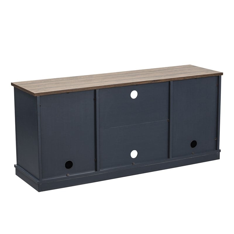 LIVILAND TV Stand for TV up to 60 in. w/ Storage Cabinet & Open Shelf -Navy Blue