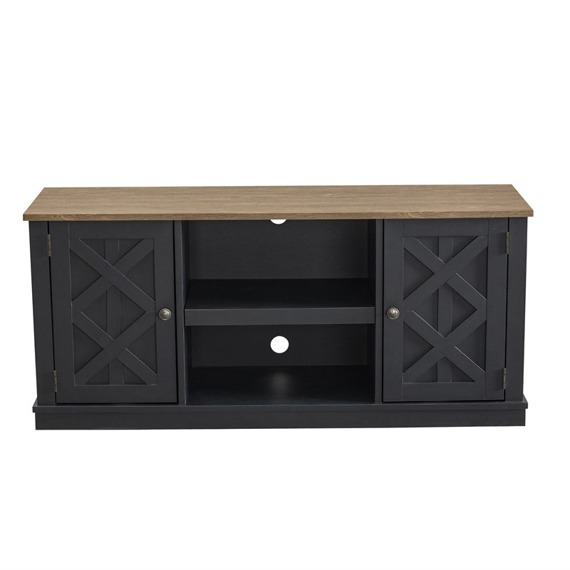 LIVILAND TV Stand for TV up to 60 in. w/ Storage Cabinet & Open Shelf - Charcoal