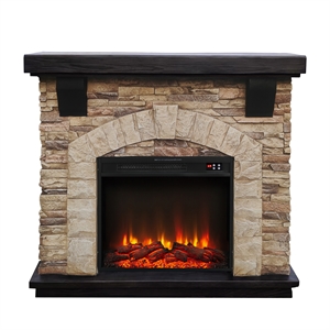 LIVILAND 45 in. Freestanding Magnesium Oxide Electric Fireplace in Tan