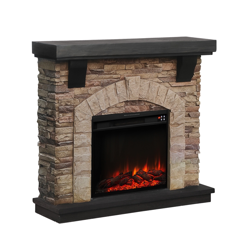 LIVILAND 45 in. Freestanding Magnesium Oxide Electric Fireplace in Tan