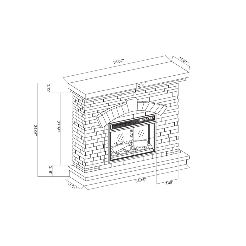 LIVILAND 36 in. Freestanding Electric Fireplace in Tan