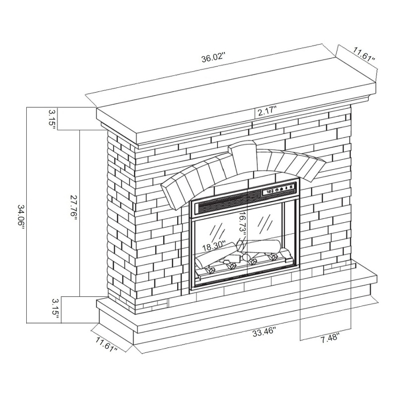 LIVILAND 36 in. Freestanding Electric Fireplace in Gray