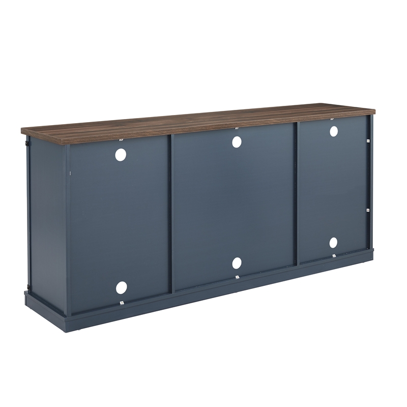 LIVILAND 68 in. TV Media Stand for TV up to 75 in. Navy w/ Walnut Color Desktop