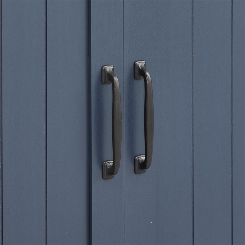 LIVILAND 68 in. TV Media Stand for TV up to 75 in. Navy w/ Walnut Color Desktop